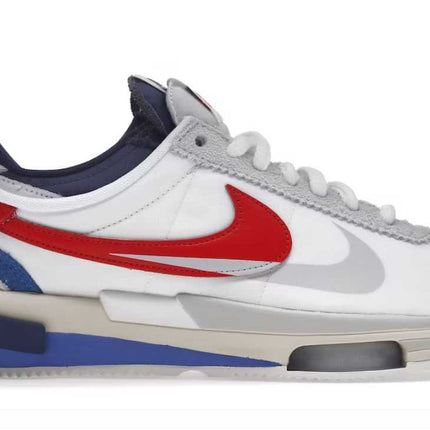 nike zoom cortez sp sacai white university red blue