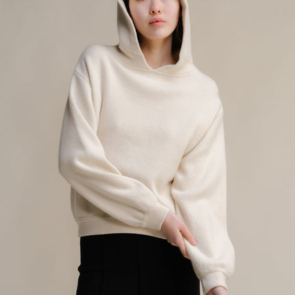 100% Lambswool Cropped Hoodie