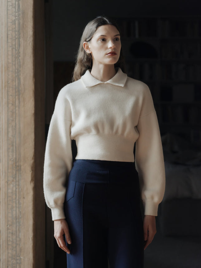 100% Lambswool Cropped Polo