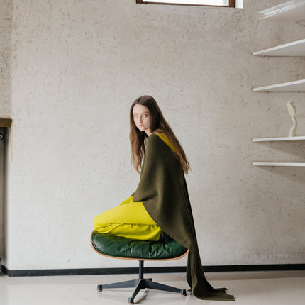 100% Pure Cashmere Maxi Ribbed Scarf / Blanket