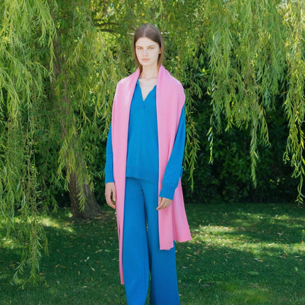 100% Pure Cashmere Maxi Ribbed Scarf / Blanket