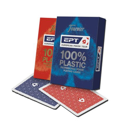 10018440 - FOURNIER - EPT 100% PLASTIC - 55 CARTE POKER (BLU O ROSSO)