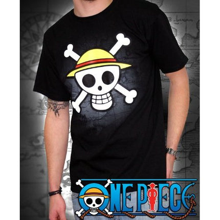 ONE PIECE - Tshirt nera: "Skull w/map" (taglia S)