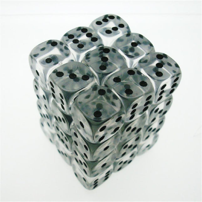 23801 12mm d6 Clear/Black Dice Block (36 - Dice)