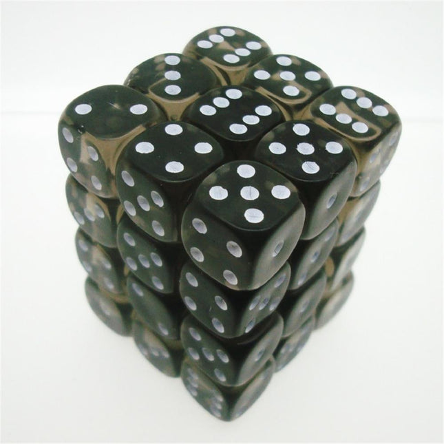 23808 12mm d6 Smoke/White Dice Block (36 - Dice)