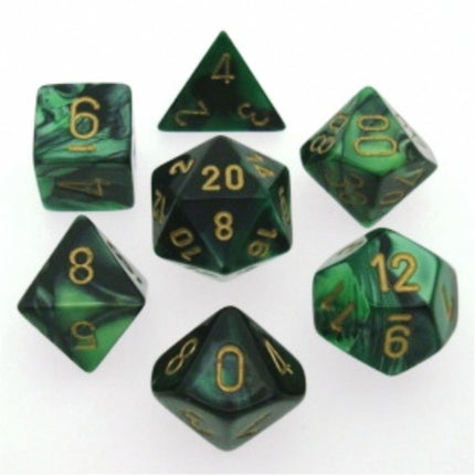 26439 Gemini Polyhedral Black - Green w/gold