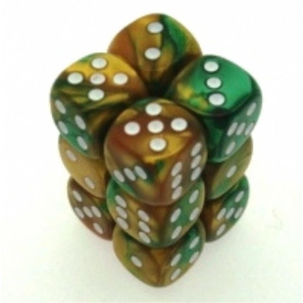 26625 Gemini 16mm d6 Gold - Green w/white
