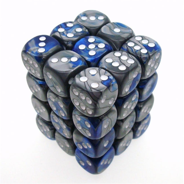 26823 Gemini 12mm d6 Blue - Steel w/white