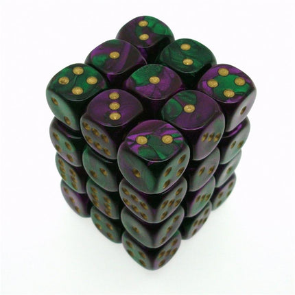 26834 Gemini 12mm d6 Green - Purple/gold