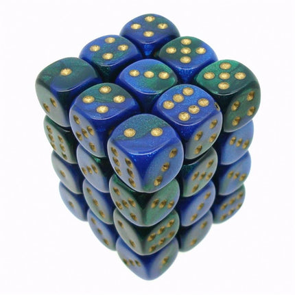 26836 Gemini 12mm d6 Blue - Green/gold