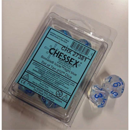27381 Borealis Icicle™/light blue Luminary Set of Ten d10s