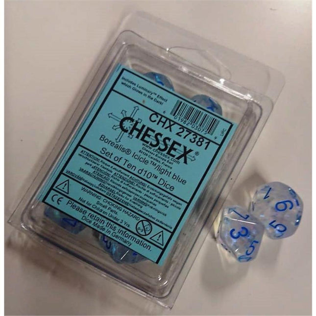 27381 Borealis Icicle™/light blue Luminary Set of Ten d10s