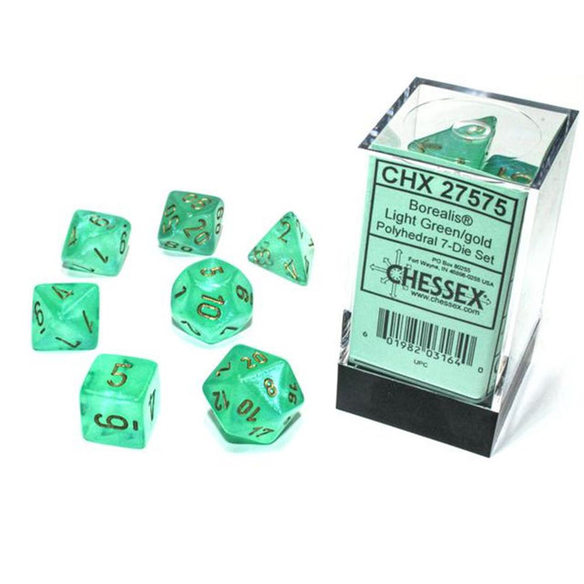 27575 Set di Dadi Borealis Polyhedral Luminary Light Green/gold 7 - Die Set