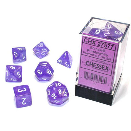 27577 Set di Dadi Borealis Polyhedral Luminary Purple/white 7 - Die Set