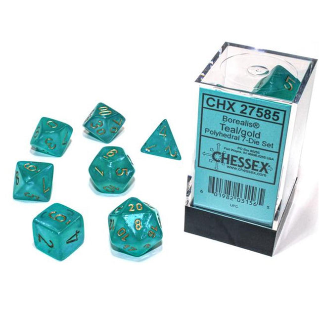 27585 Set di Dadi Borealis Polyhedral Luminary Teal/gold 7 - Die Set