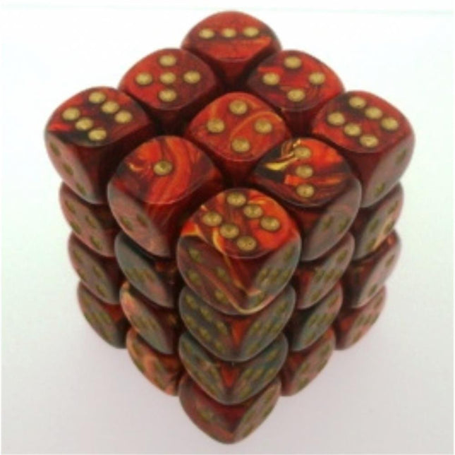 27814 Scarab 12mm d6 Scarlet/gold