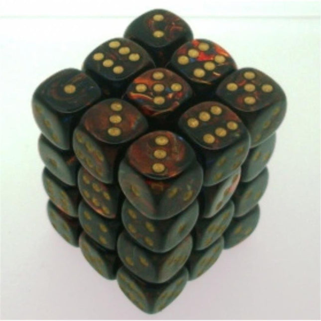 27819 Scarab 12mm d6 Blue Blood/Gold