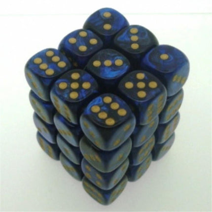 27827 Scarab 12mm d6 Royal Blue w/gold