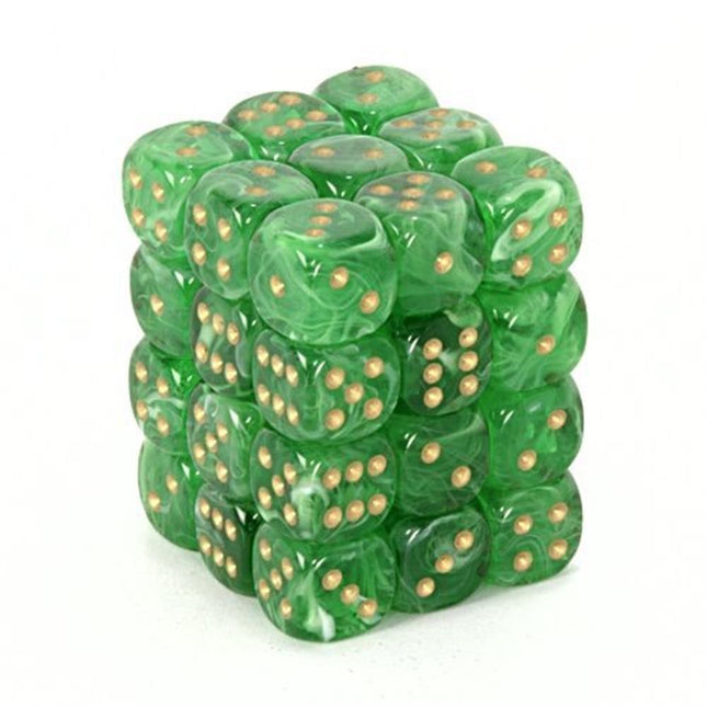 27835 Vortex Dice 12mm d6 Green/gold
