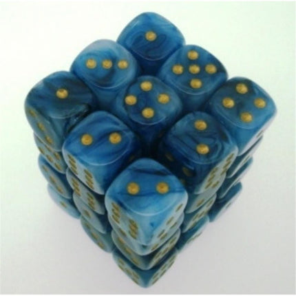 27889 Set 36 Dadi D6 (12 mm) Phantom Teal w/gold