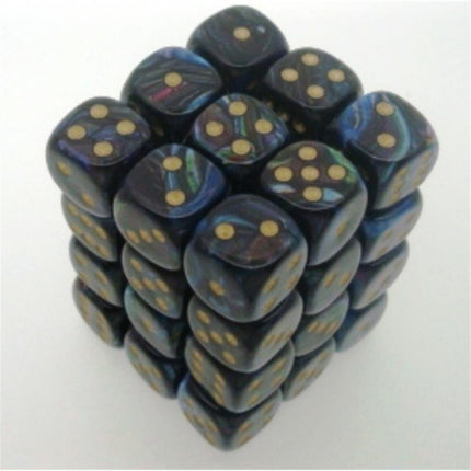 27899 Lustrous 12mm d6 Shadow w/gold Dice Block