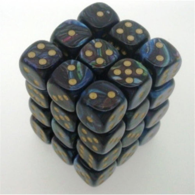 27899 Lustrous 12mm d6 Shadow w/gold Dice Block