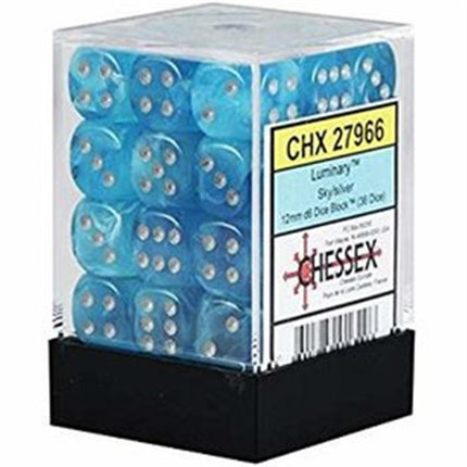 27966 Set 36 Dadi D6 (12 mm) Luminary™ Sky/silver Dice Block™