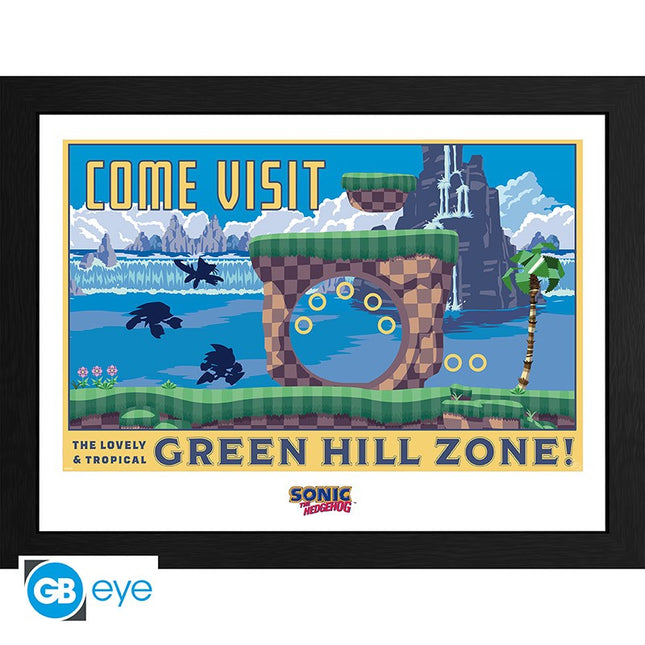 ABYSTYLE SONIC - Poster incorniciato: "Green Hill Zone" (30x40)