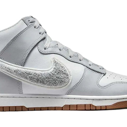 nike dunk high university chenille swoosh light smoke grey