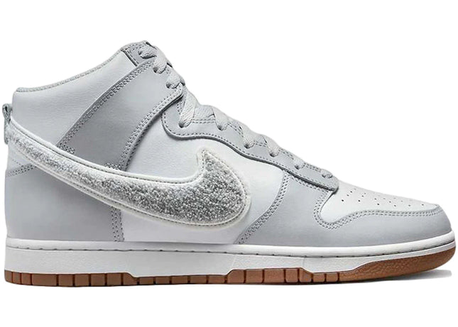 nike dunk high university chenille swoosh light smoke grey