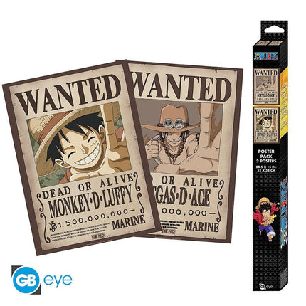 ABYSTYLE ONE PIECE - Set 2 Poster piccoli: "Wanted Luffy & Ace" (52x38)
