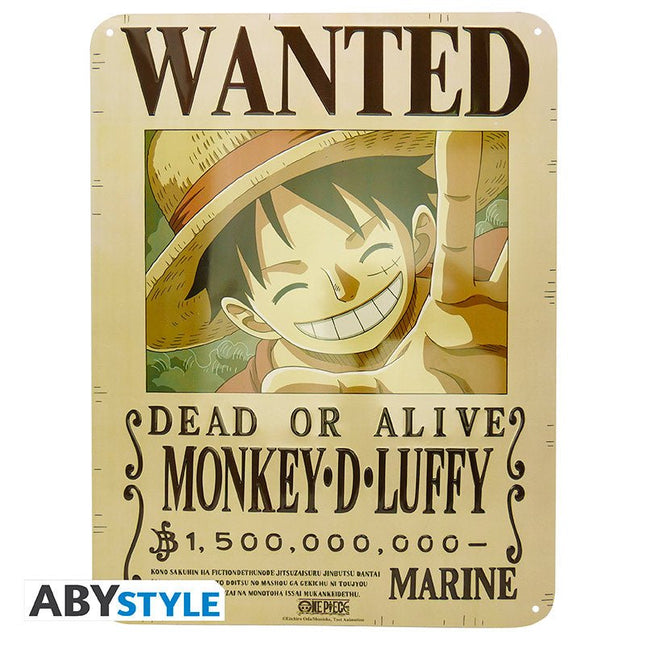 ABYSTYLE ONE PIECE - Targa in metallo: "Luffy Wanted New World"