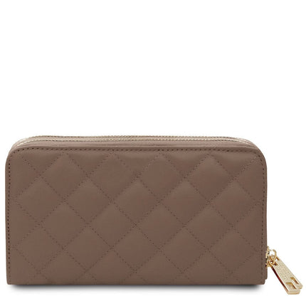 Ada - Double zip around soft quilted leather wallet | TL142349