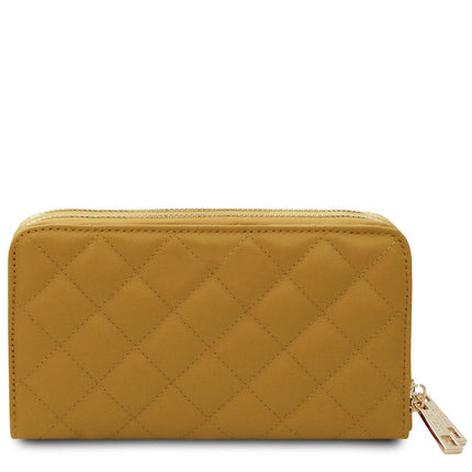 Ada - Double zip around soft quilted leather wallet | TL142349