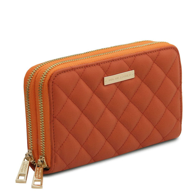 Ada - Double zip around soft quilted leather wallet | TL142349