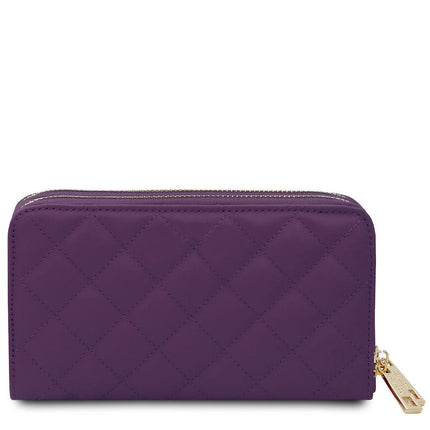 Ada - Double zip around soft quilted leather wallet | TL142349
