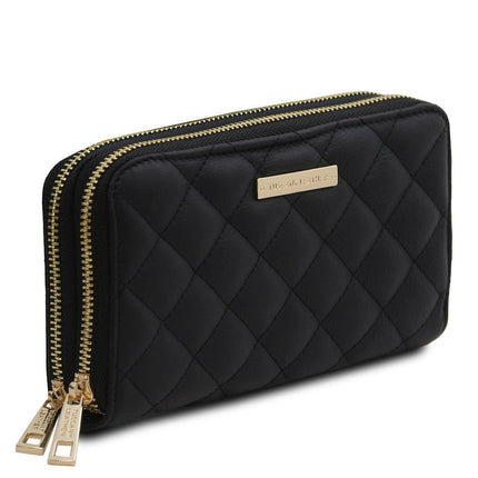 Ada - Double zip around soft quilted leather wallet | TL142349
