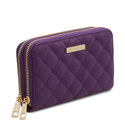 Ada - Double zip around soft quilted leather wallet | TL142349