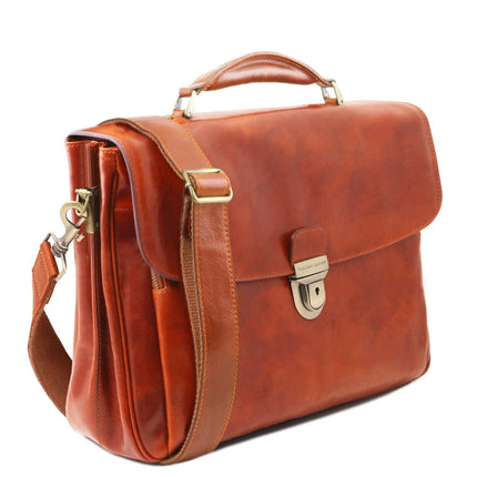 Alessandria - Leather multi compartment TL SMART laptop briefcase | TL142440