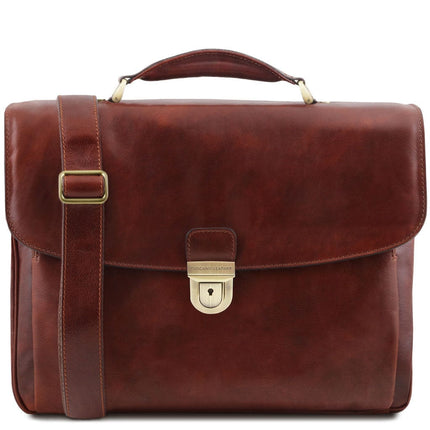 Alessandria - Matte leather multi compartment TL SMART laptop briefcase | TL142067