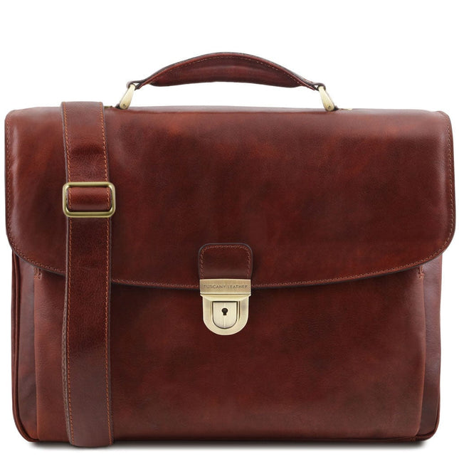 Alessandria - Matte leather multi compartment TL SMART laptop briefcase | TL142067
