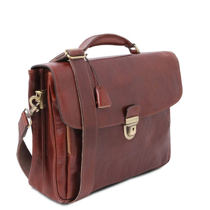 Alessandria - Matte leather multi compartment TL SMART laptop briefcase | TL142067