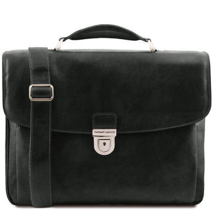 Alessandria - Matte leather multi compartment TL SMART laptop briefcase | TL142067