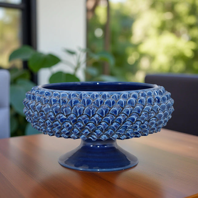 Alzata a Pigna diam. 25/33 cm Blu intenso in ceramica di Caltagirone
