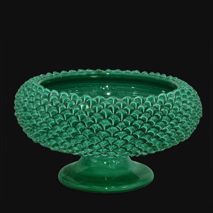 Alzata a Pigna diam. 25/33 cm Verde Smeraldo in ceramica di Caltagirone