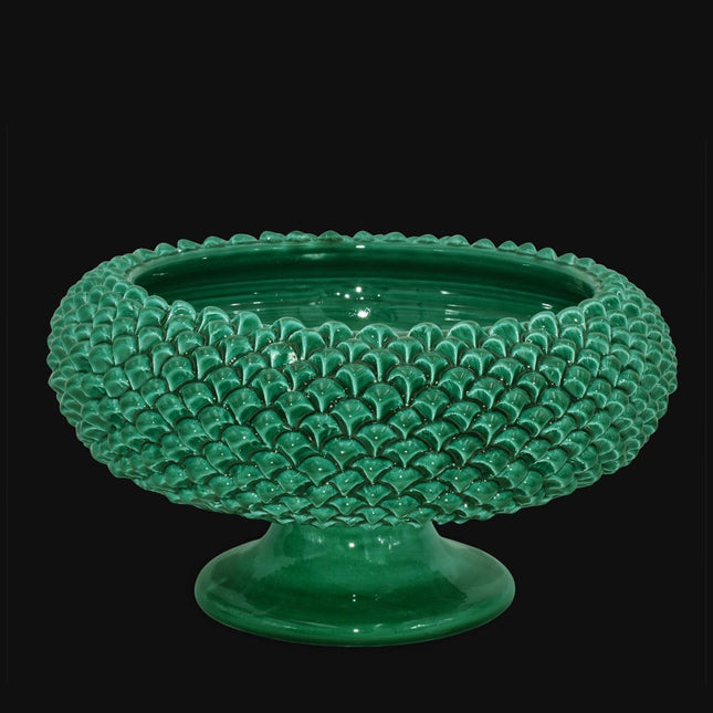 Alzata a Pigna diam. 25/33 cm Verde Smeraldo in ceramica di Caltagirone