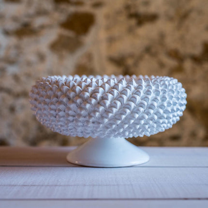 Alzata a Pigna diam. 25/33 cm White Line in ceramica di Caltagirone