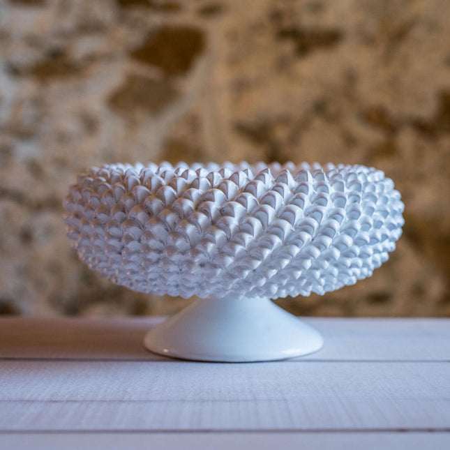 Alzata a Pigna diam. 25/33 cm White Line in ceramica di Caltagirone