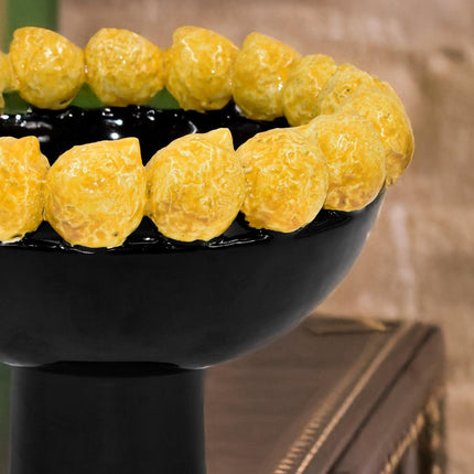 Alzata con limoni siciliani c/piede in stile moderno (diverse colorazioni)