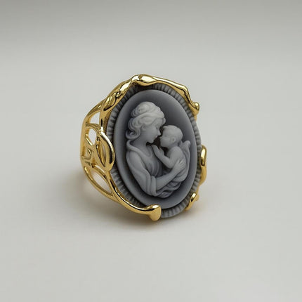 Anello vintage con cammeo placcato oro